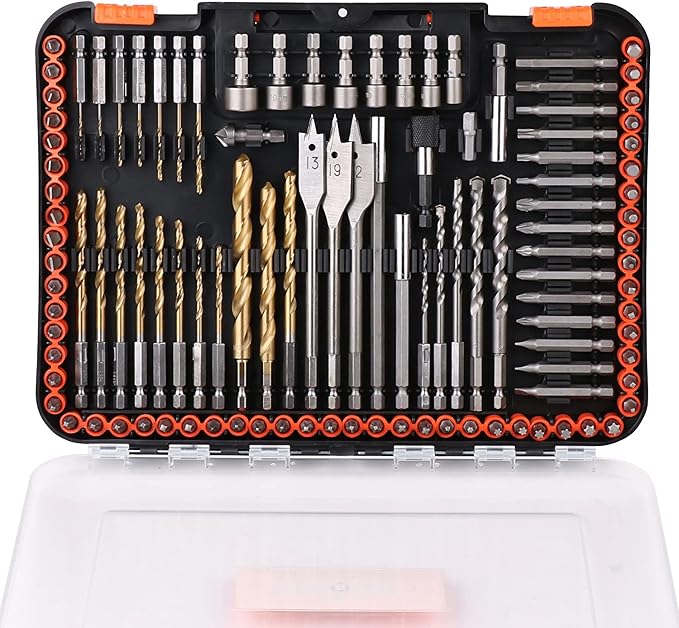 Impact Drill Bit Set, 112-Pieces 1/4" Hex Shank Impact Driver Bits and Screwdriver Bits Set for Screw Driving and Wood Metal Cement Drilling Screwdriver Bits Set with Storage Case